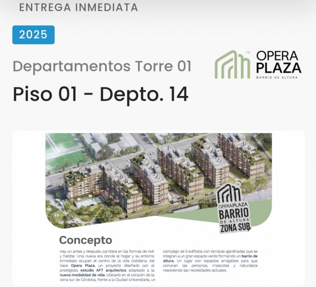 VENTA DE DEPARTAMENTO DE 1 DORMITORIO EN OPERA PLAZA