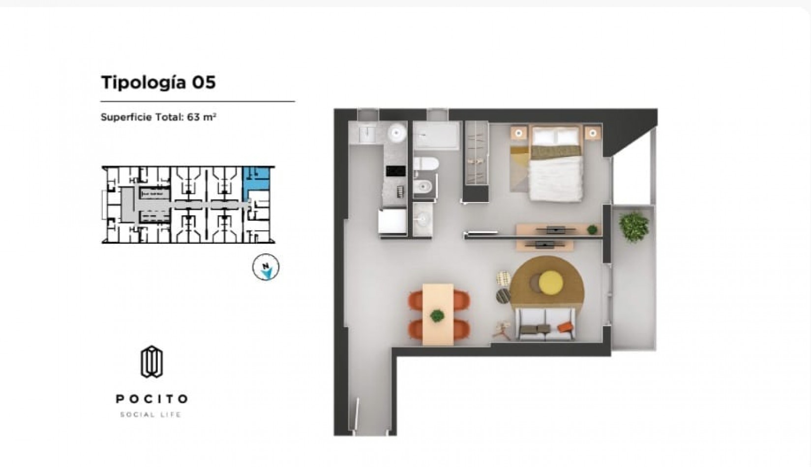 Venta de departamento se 1 dormitorio en Pocito Social Life Posesion 2026 