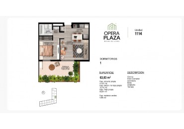 VENTA DE DEPARTAMENTO DE 1 DORMITORIO EN OPERA PLAZA